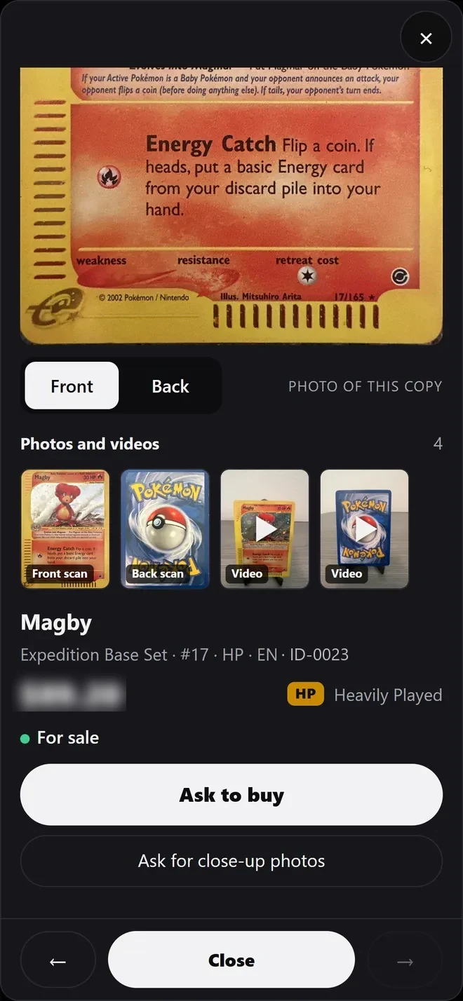 Customer view of Magby: price, Heavily Played, photos and videos